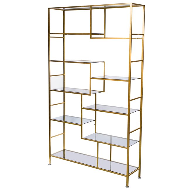 Metal shelf Belinda, golden, H195x115x30cm