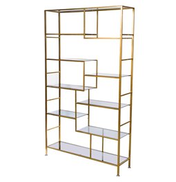 Metal shelf Belinda, golden, H195x115x30cm