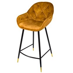 Bar chair Salorino, velvet, golden, H96x46x54cm, seat height 62cm