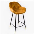Bar chair Salorino, velvet, golden, H96x46x54cm, seat height 62cm
