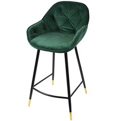 Bar chair Salorino, green, velvet, H96x48x54cm, seat height 62cm