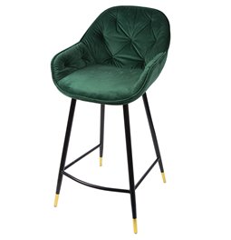 Bar chair Salorino, green, velvet, H96x48x54cm, seat height 62cm