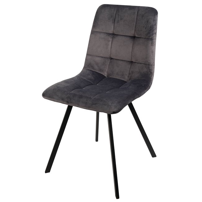 Dining chair Tauton, grey, velvet, 56x40x85cm, seat height 49cm