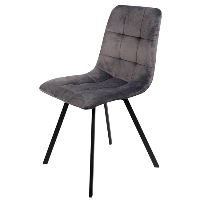 Dining chair Tauton, grey, velvet, 56x40x85cm, seat height 49cm