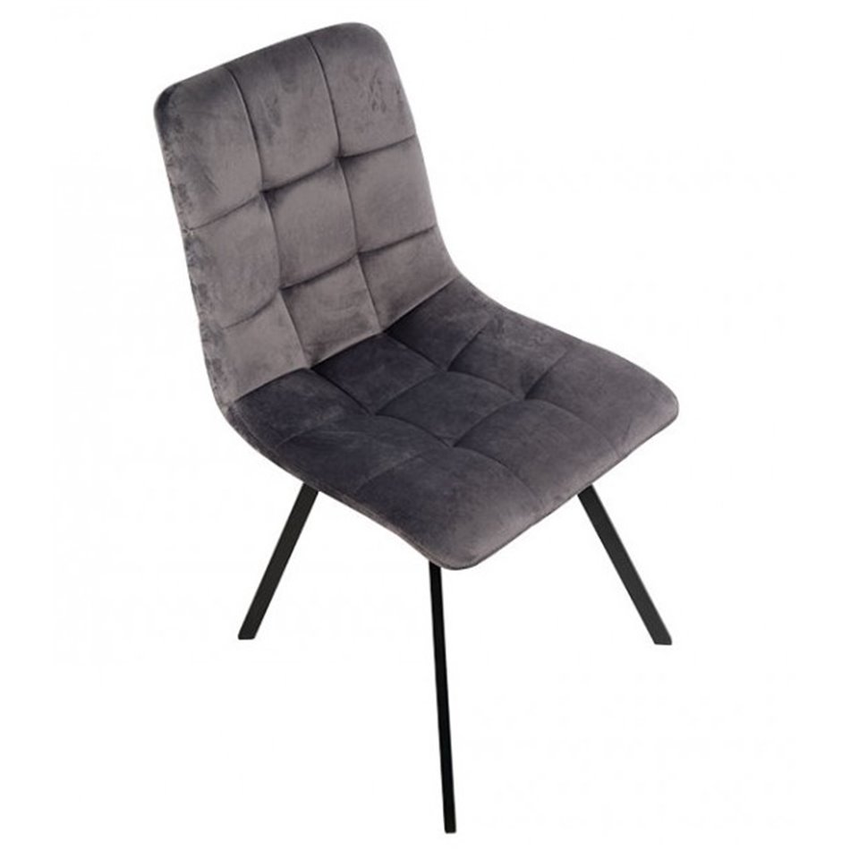 Dining chair Tauton, grey, velvet, 56x40x85cm, seat height 49cm
