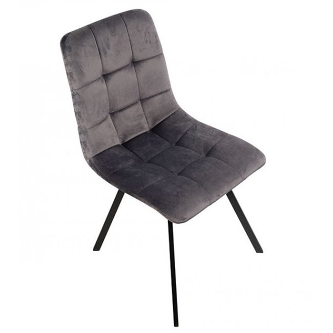 Dining chair Tauton, grey, velvet, 56x40x85cm, seat height 49cm