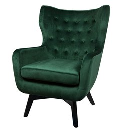 Armchair Dunkel, velvet, dark green, H103x78x80cm, seat height 50cm