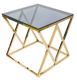 Side table Eden, toned glass/golden, 55x55x55cm