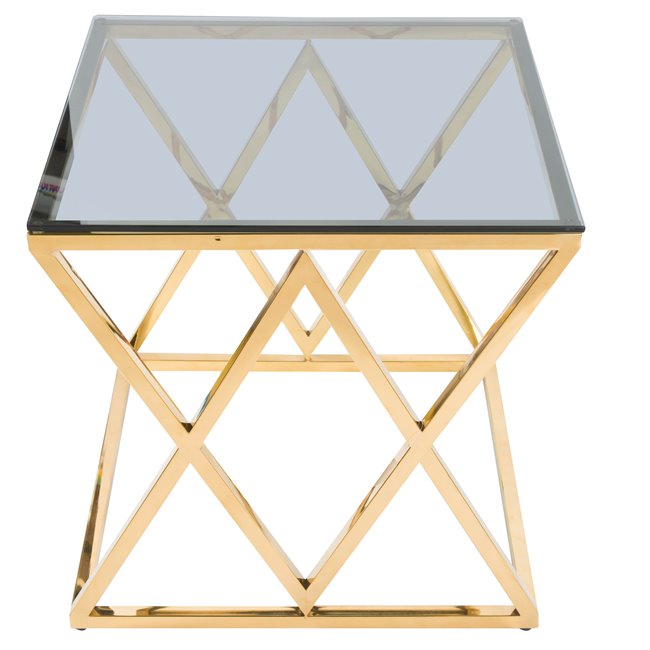 Side table Eden, toned glass/golden, 55x55x55cm
