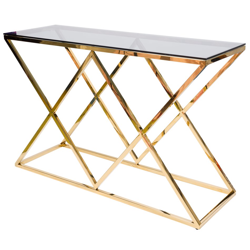 Console table Eden, toned glass/golden, H78x120x40cm