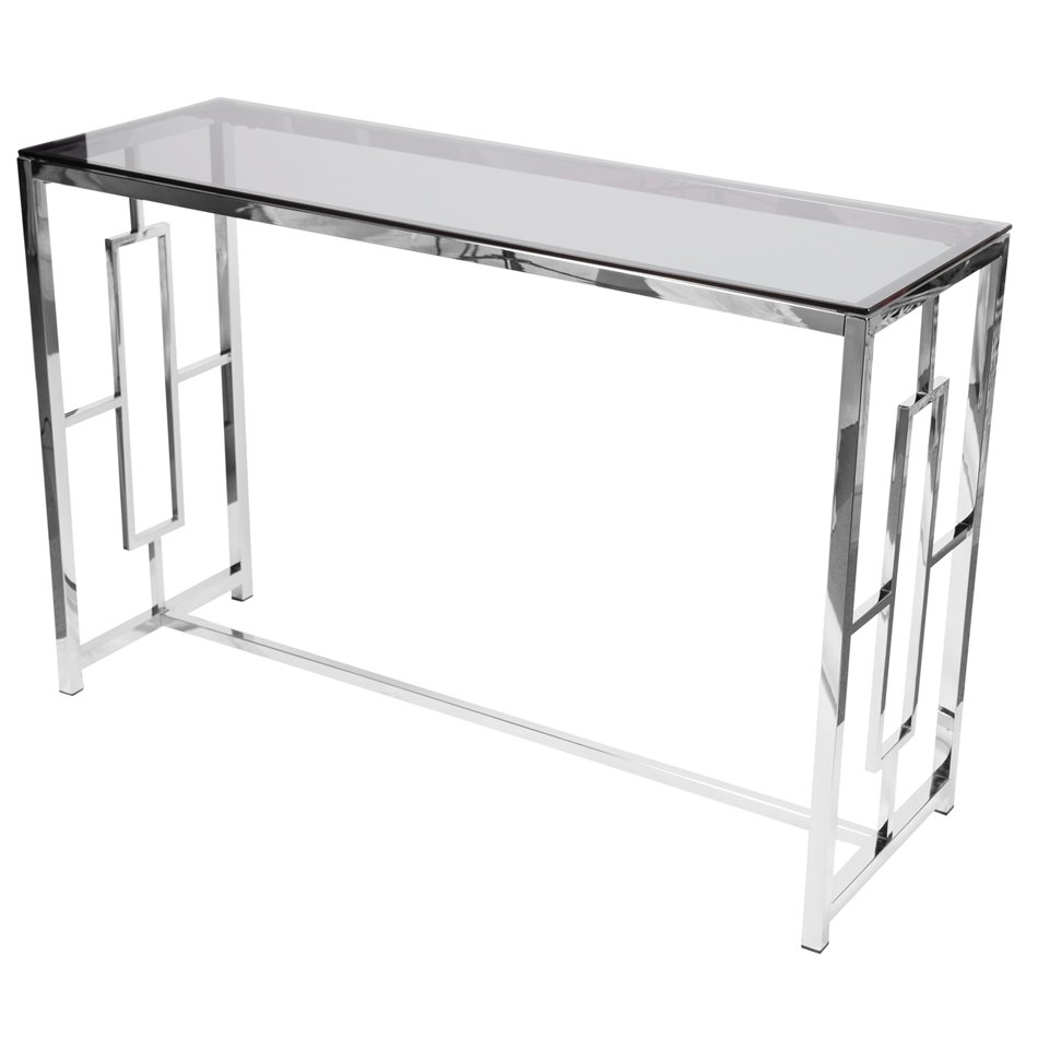 Console table Eder, toned glass/silver, H78x120x40cm