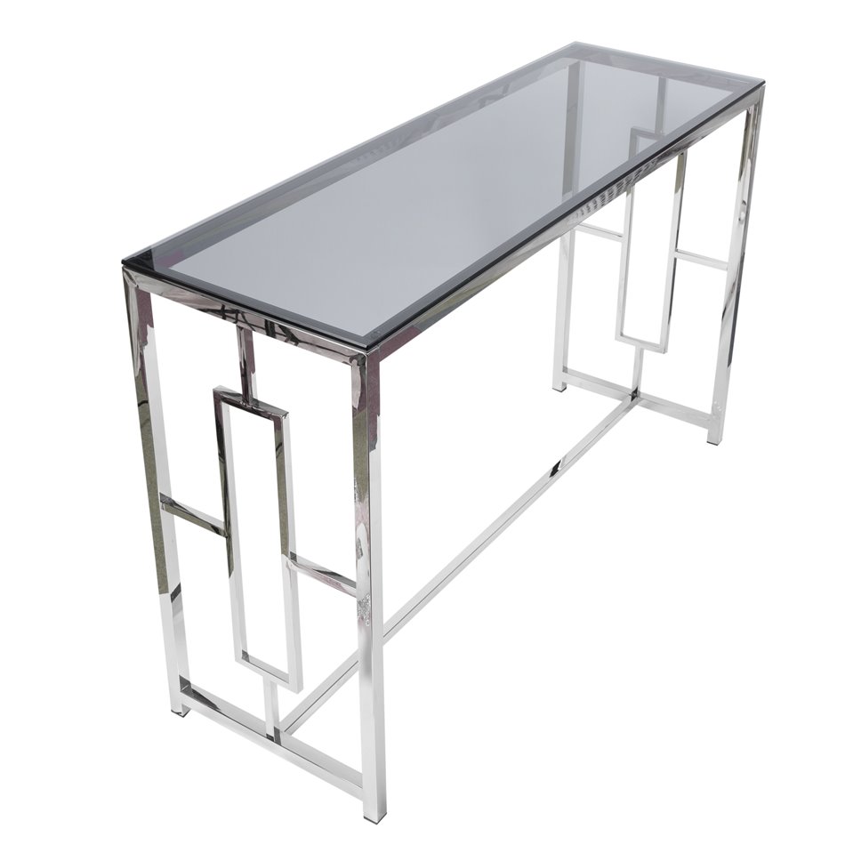 Console table Eder, toned glass/silver, H78x120x40cm