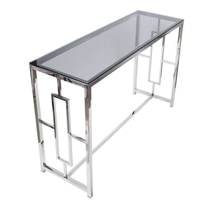 Console table Eder, toned glass/silver, H78x120x40cm