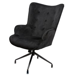 Armchair Dallas, black, velvet, H103x75.5x70cm, seat height 50cm