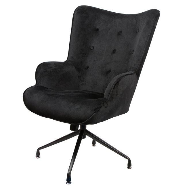 Armchair Dallas, black, velvet, H103x75.5x70cm, seat height 50cm