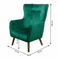 Armchair Dartford, velvet, green, 100x75x83cm, seat height 40cm