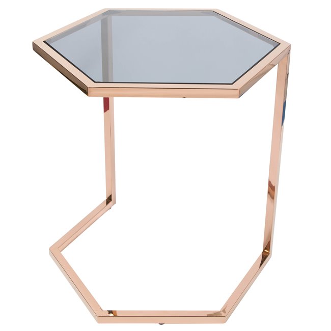 Side table Edsberg M, toned glass/rose gold, H55cm D47cm