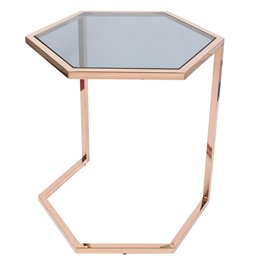 Side table Edsberg M, toned glass/rose gold, H55cm D47cm