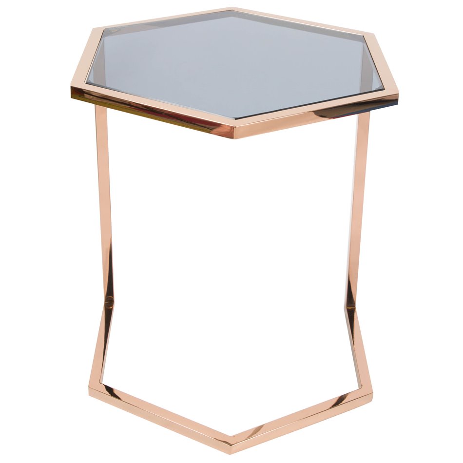 Side table Edsberg M, toned glass/rose gold, H55cm D47cm