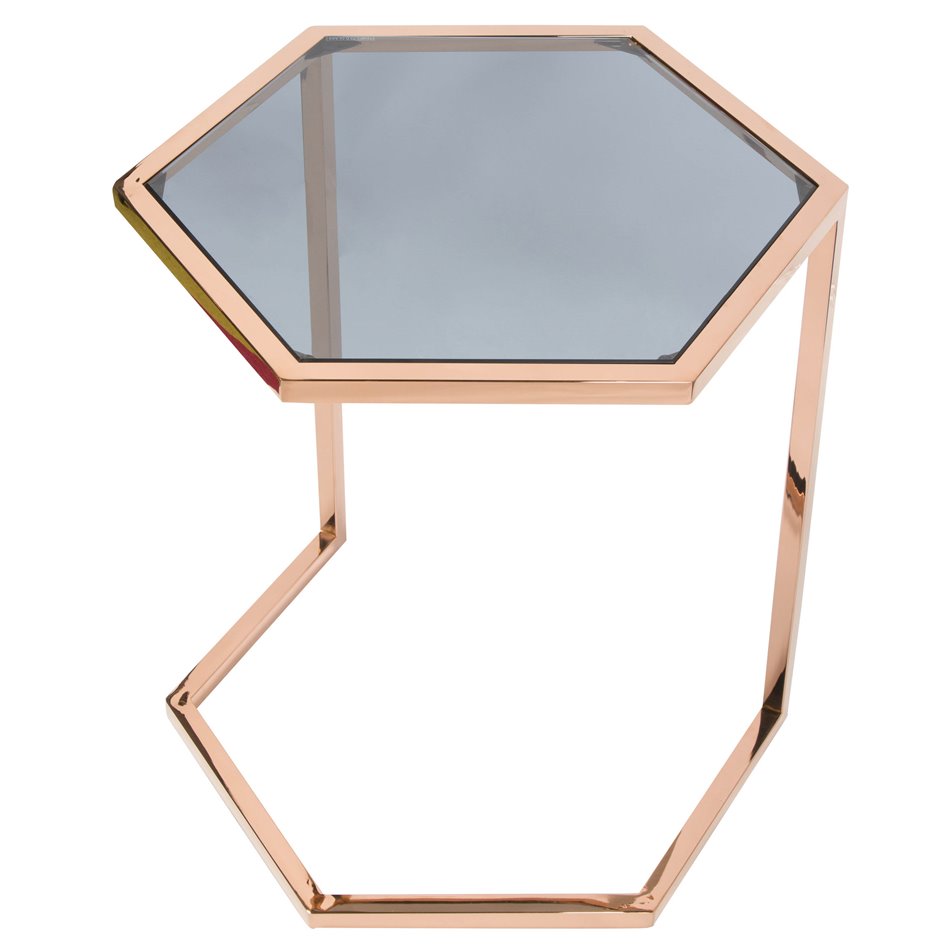 Side table Edsberg M, toned glass/rose gold, H55cm D47cm