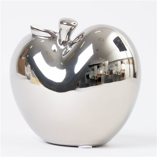 Подсвечник Яблоко, керамика, серебро/белый, H8.5cm, 9.5x8cm