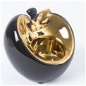 Candlestick Apple, ceramic, black/gold color, H8.5cm, 9.5x8cm