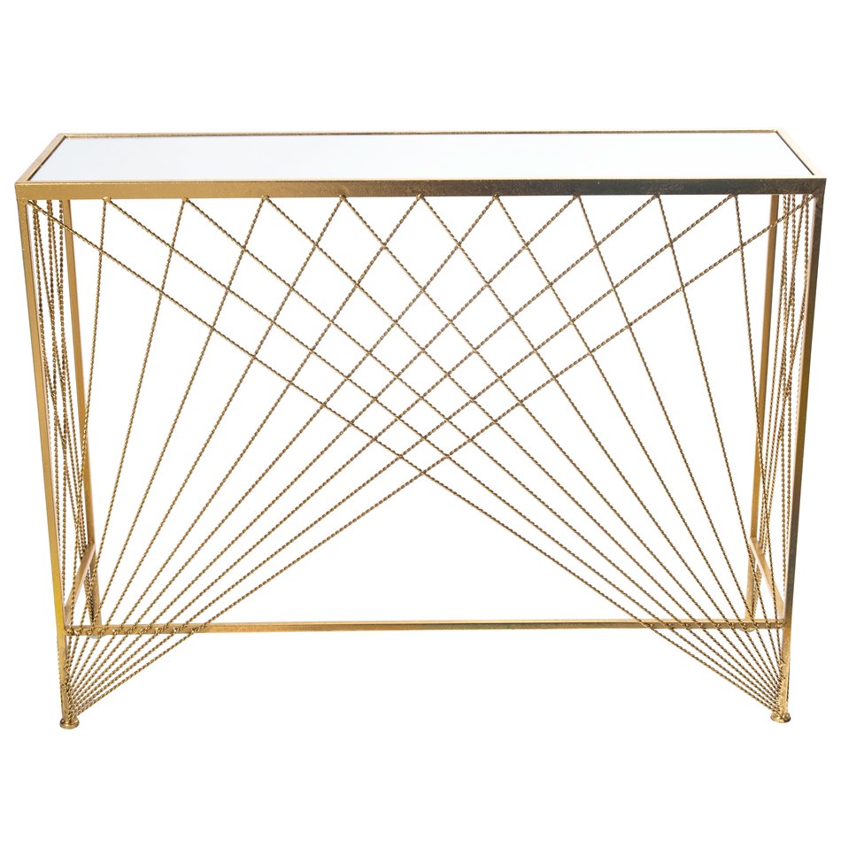 Console Bamberg L, mirror top, gold colour, H75x100x30cm