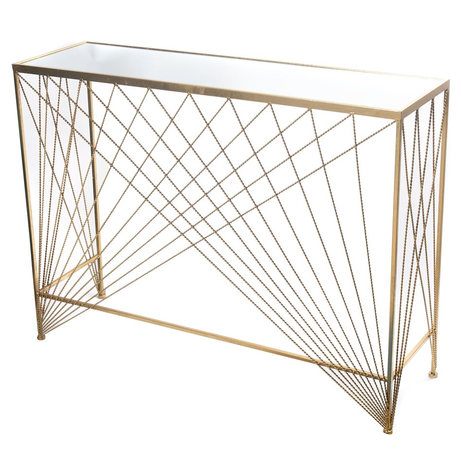 Console Bamberg L, mirror top, gold colour, H75x100x30cm