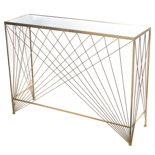 Console Bamberg L, mirror top, gold colour, H75x100x30cm