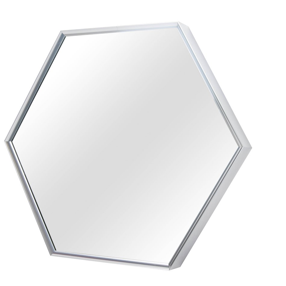 Wall mirror Idena hexagon, silver color, 40x40cm