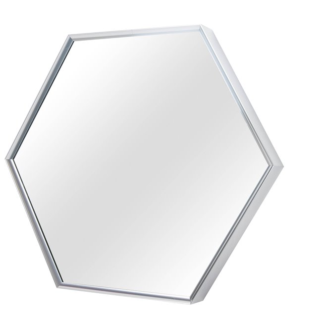 Wall mirror Idena hexagon, silver color, 40x40cm
