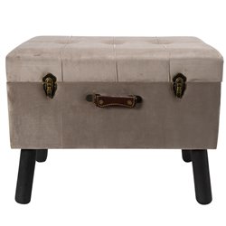 Bench with storage box Ferento L, taupe color, velvet, H49x60x40cm