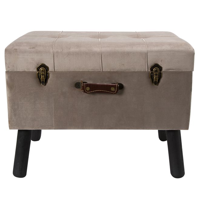 Bench with storage box Ferento L, taupe color, velvet, H49x60x40cm