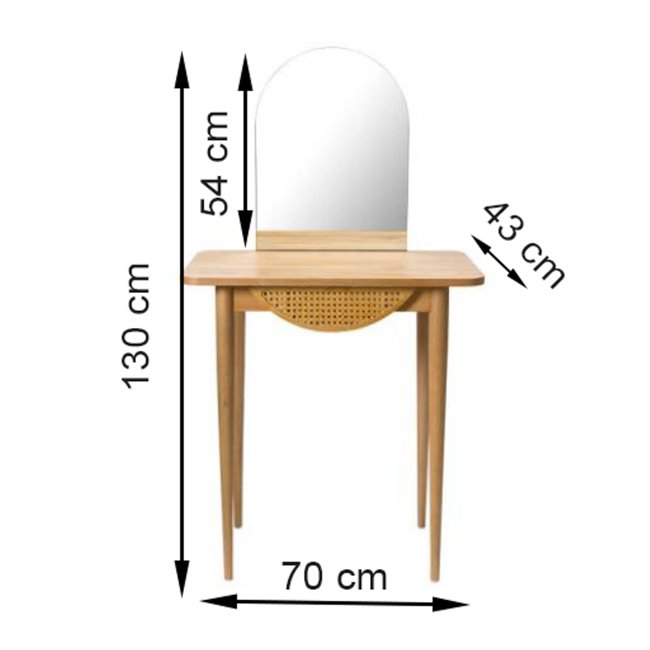 Туалетный столик с зеркалом Louis, шпон ясеня, 70x43x130см