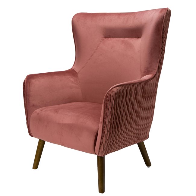 Armchair Dartford, velvet, old rose, H100x75x83cm, seat height 40cm