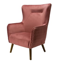 Armchair Dartford, velvet, old rose, H100x75x83cm, seat height 40cm