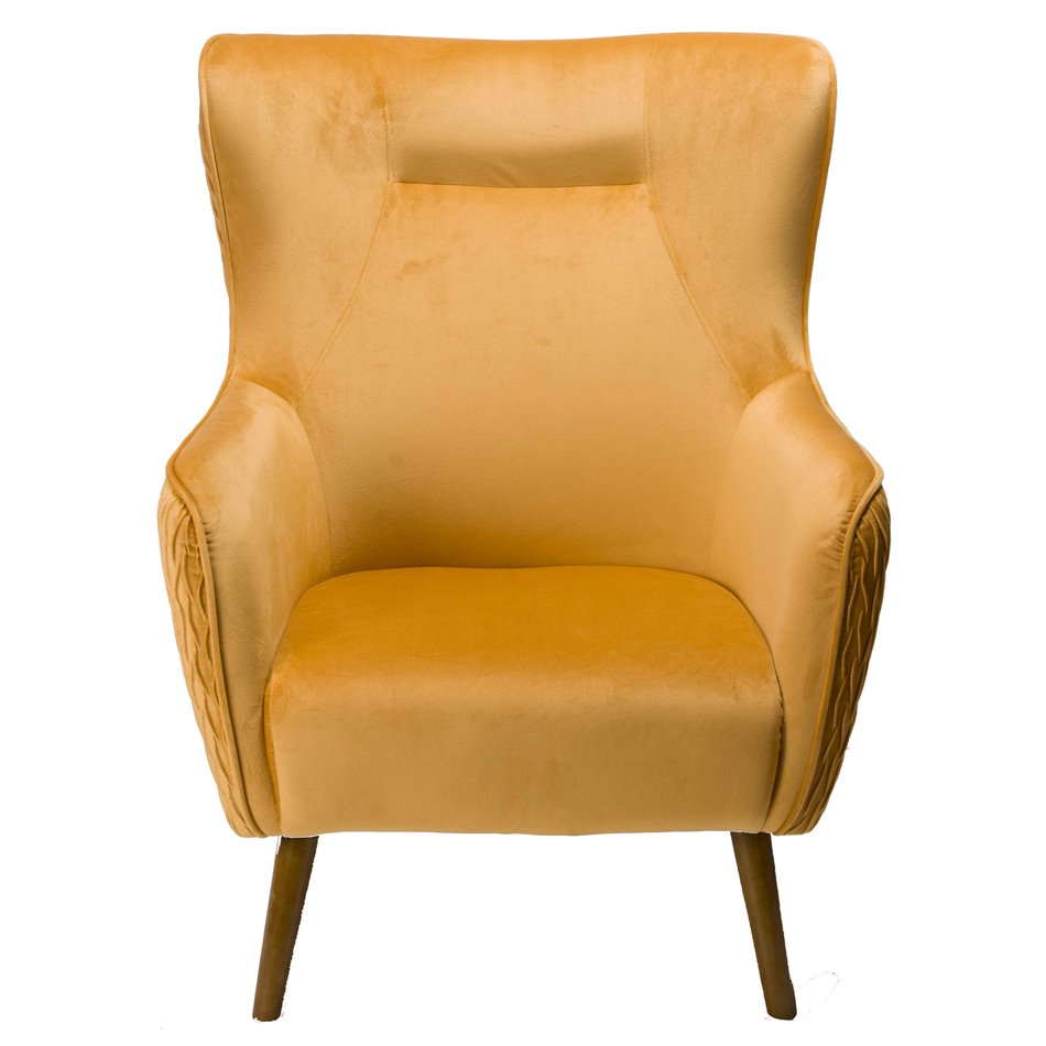 Кресло Dartford, бархат, желто-золотистое, H100x75x83см, высота сиденья 40см