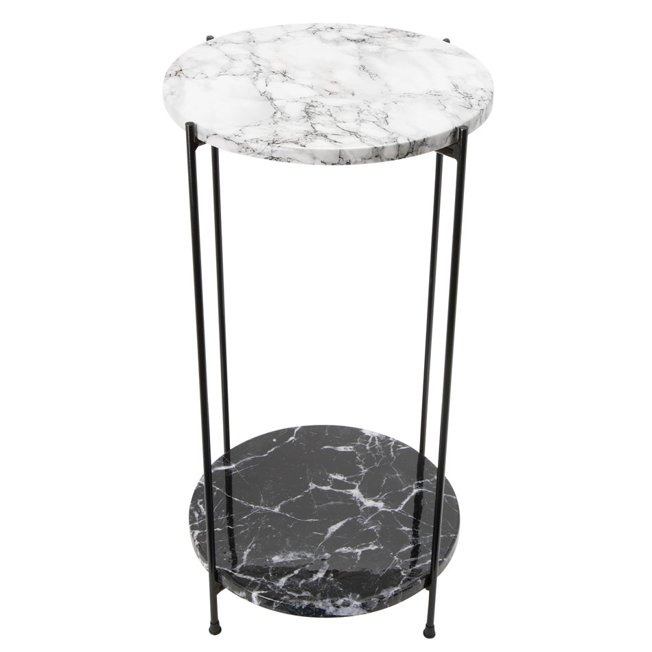 Side table Lifton, black, shiny PC, enamel, D32x60.5cm