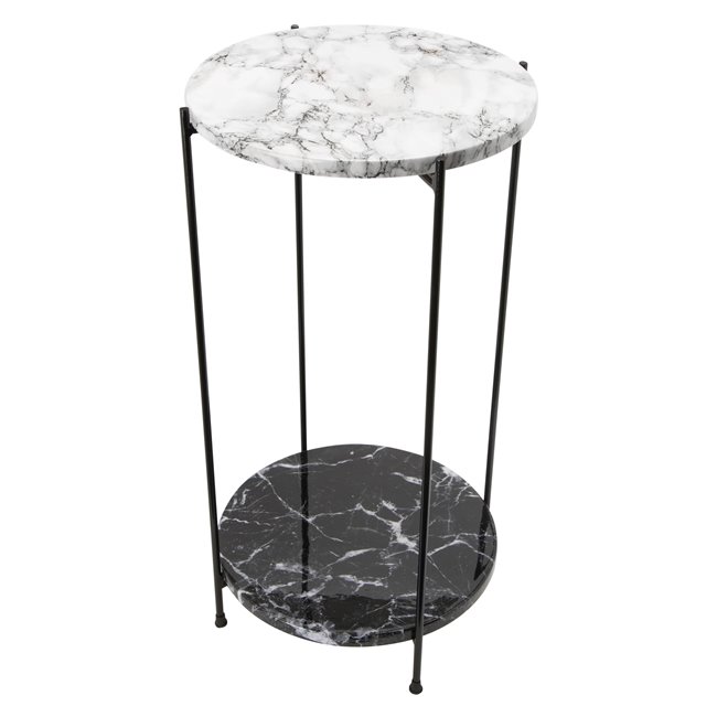 Side table Lifton, black, shiny PC, enamel, D32x60.5cm