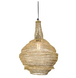 Pendant lamp Landau New, shiny brass plating, D30cm, H46cm