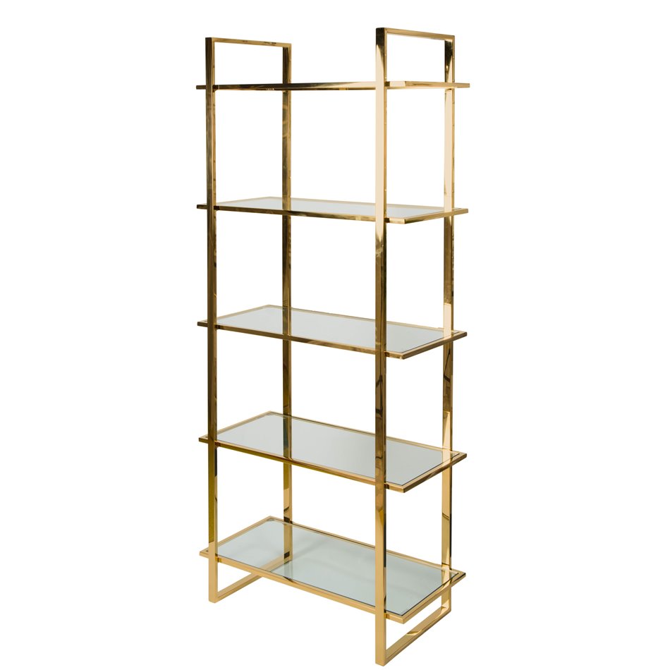 Display cabinet Edendorf, golden/clear glass, H185x81x40cm