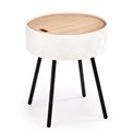 Side table Haura, white, MDF/steel,  D38cm, H45cm