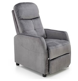 Recliner chair Helipe, grey velvet, H103-76x64x84-135cm, seat H48cm