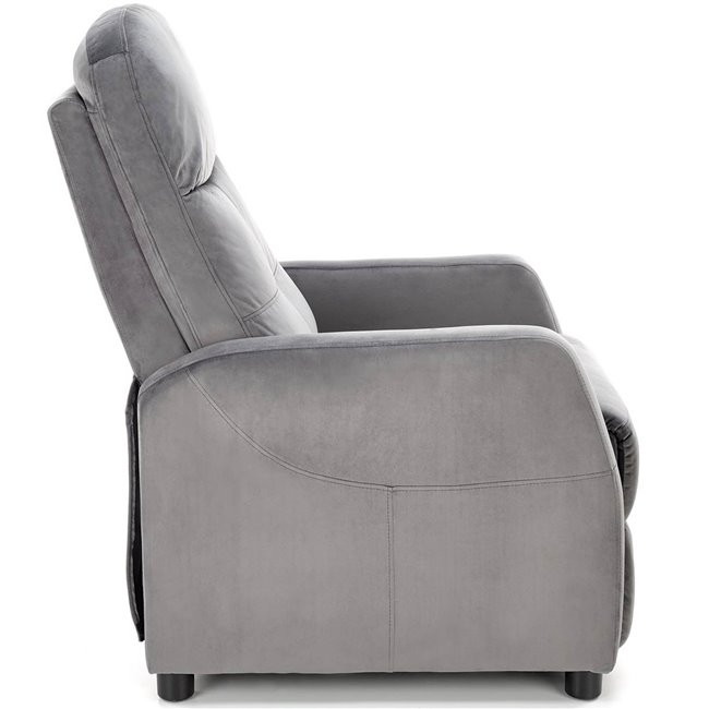 Recliner chair Helipe, grey velvet, H103-76x64x84-135cm, seat H48cm