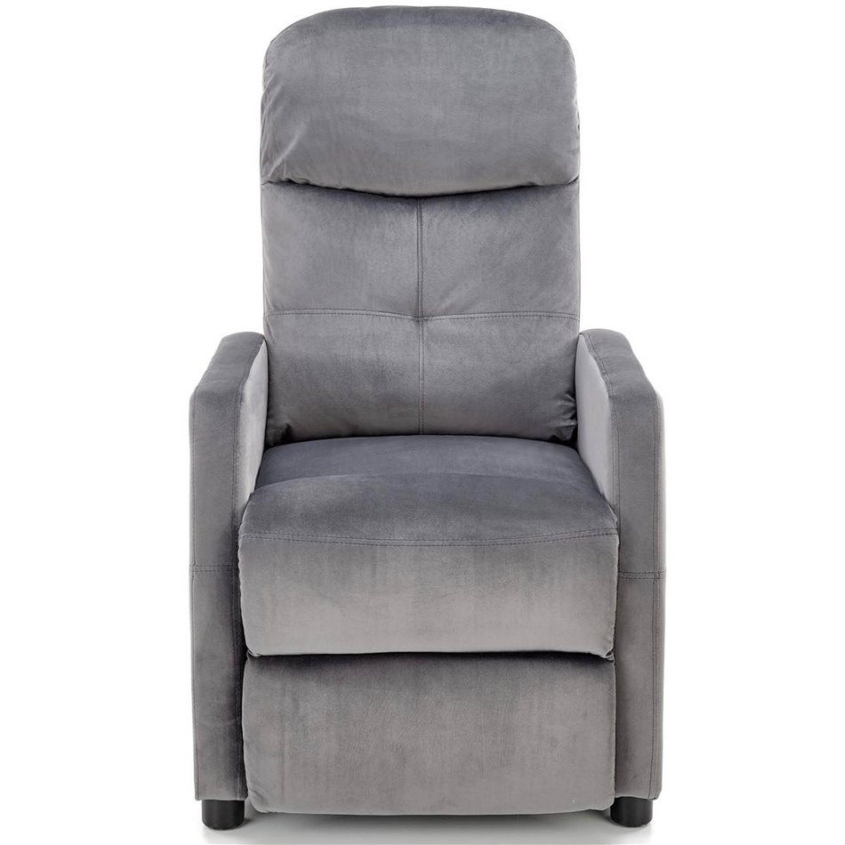 Recliner chair Helipe, grey velvet, H103-76x64x84-135cm, seat H48cm