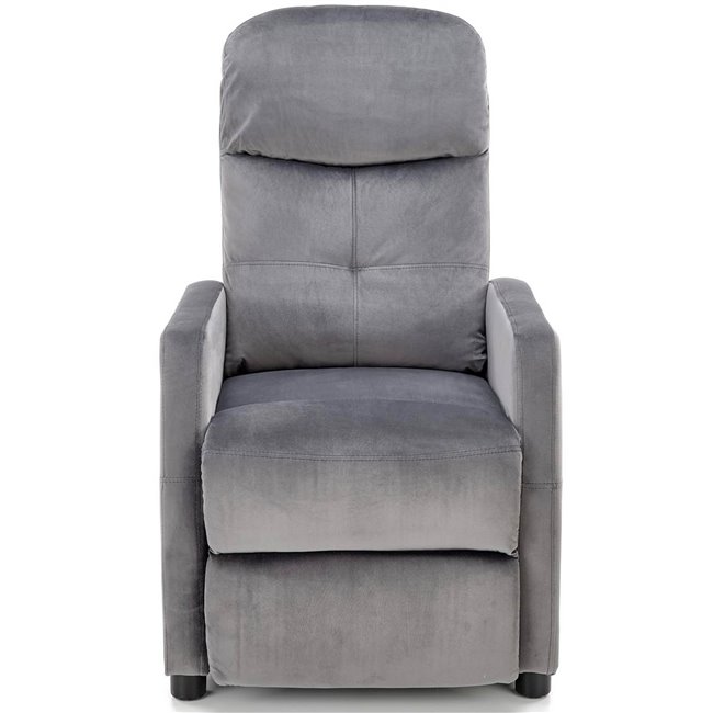 Recliner chair Helipe, grey velvet, H103-76x64x84-135cm, seat H48cm