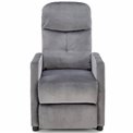 Recliner chair Helipe, grey velvet, H103-76x64x84-135cm, seat H48cm