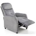 Recliner chair Helipe, grey velvet, H103-76x64x84-135cm, seat H48cm