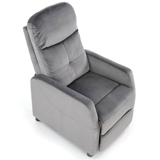 Recliner chair Helipe, grey velvet, H103-76x64x84-135cm, seat H48cm
