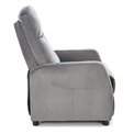 Recliner chair Helipe, grey velvet, H103-76x64x84-135cm, seat H48cm